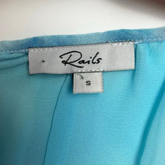 Rails Jennica Tie-Dyed Crepe Dress Maxi Ruffle Sundress Blue Green Womens Size S - Picture 6 of 11